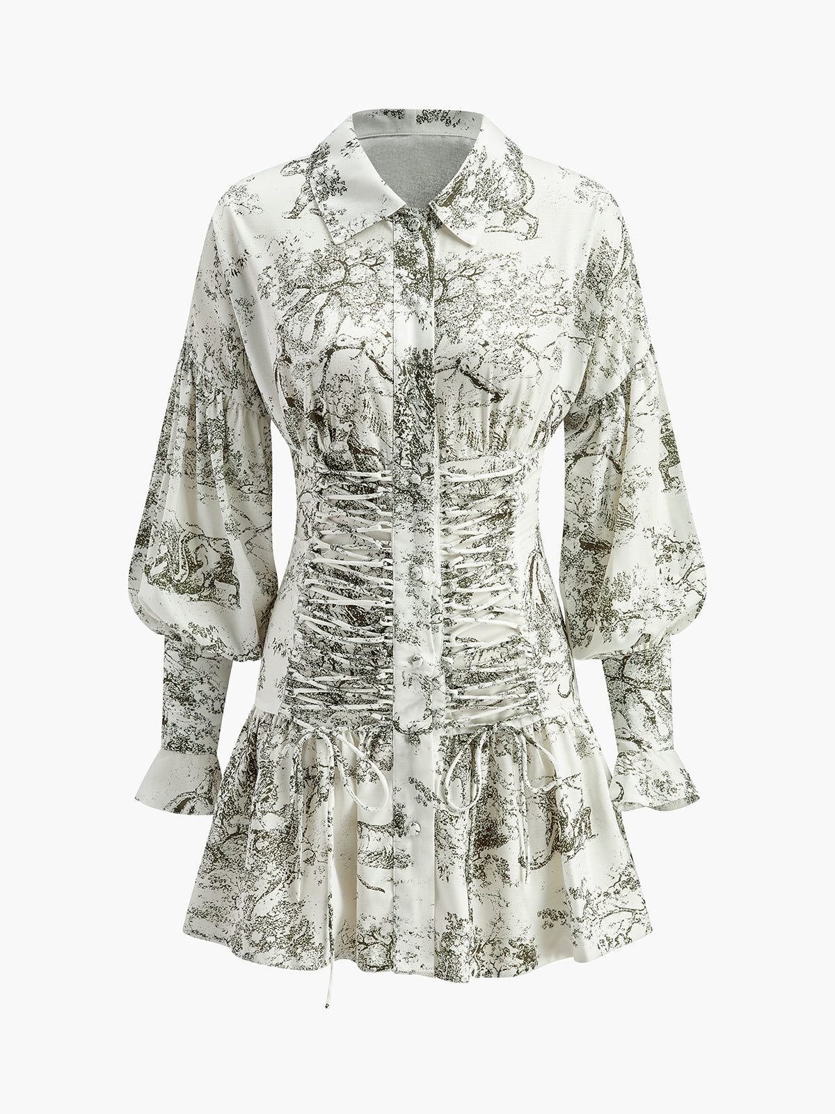 Casual Floral Ruffle Sleeve Summer Dress - Pexav