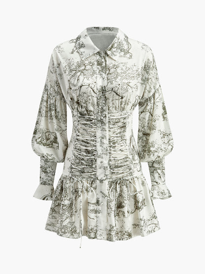 Casual Floral Ruffle Sleeve Summer Dress - Pexav