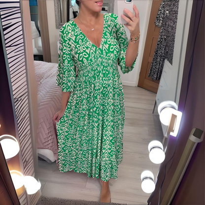 Flowy V-Neck Maxi Dress with Relaxed Fit
