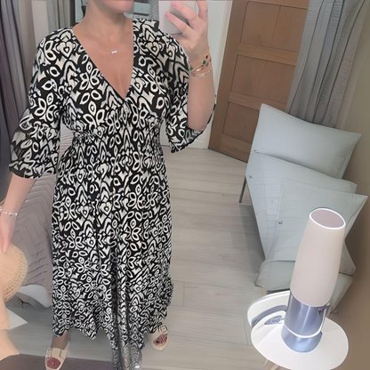 Flowy V-Neck Maxi Dress with Relaxed Fit