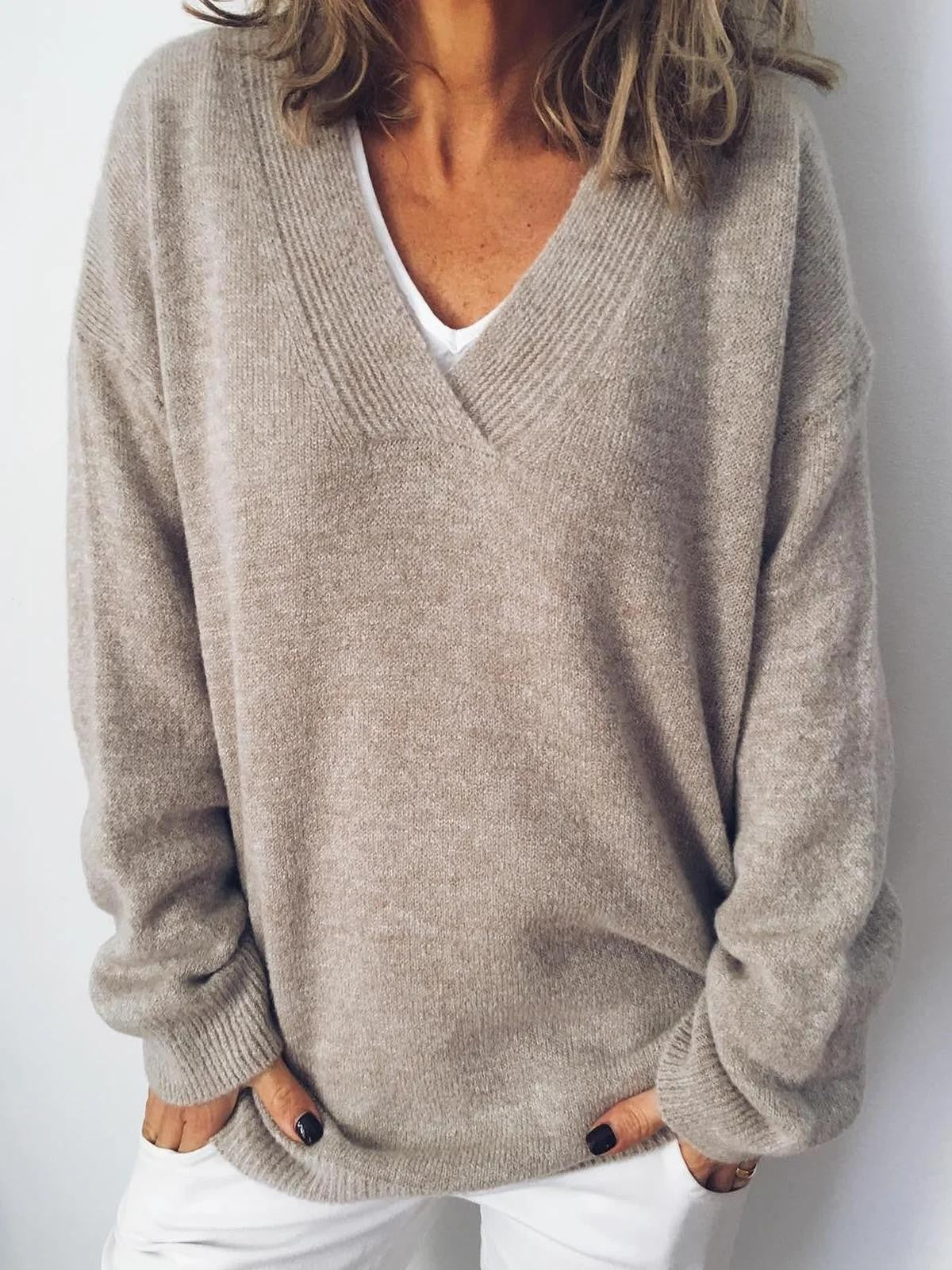 Soft Peach Crew Neck Sweater - Olytrend
