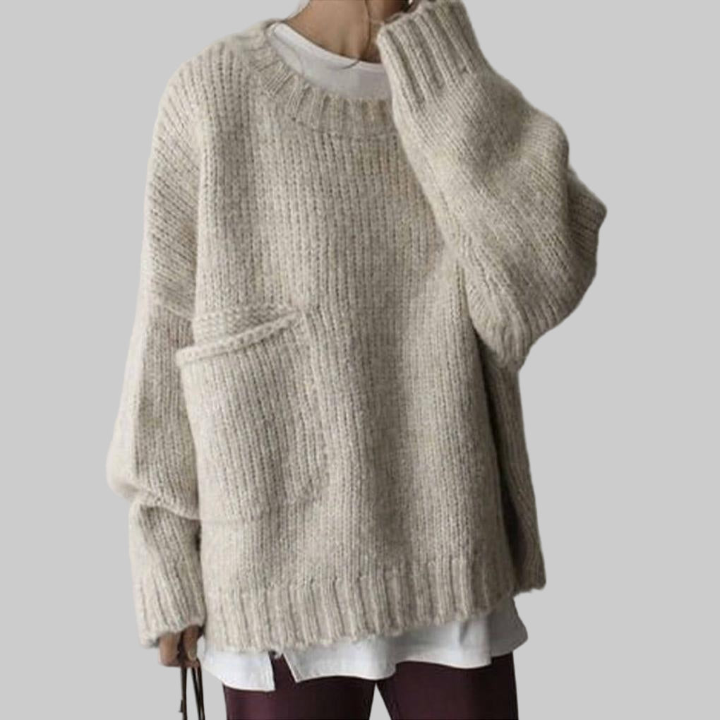 Cozy White Crew Neck Sweater - Olytrend