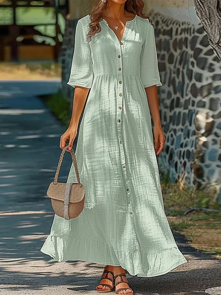 Casual Midi Dress for Women Loose Fit Half Sleeve - Nocini