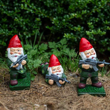 Fun Military Gnome Figurine For Garden Decor