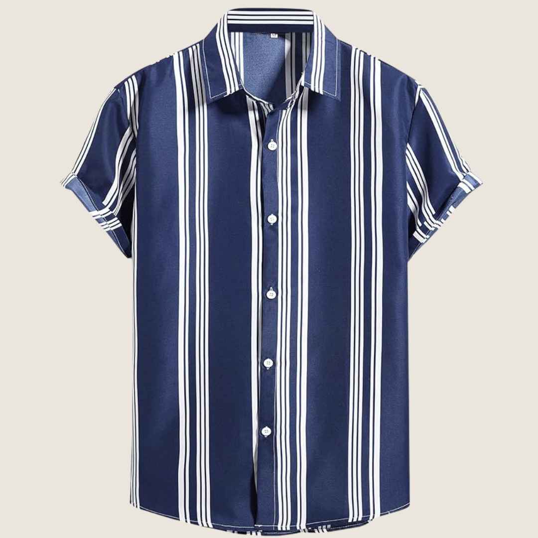 Classic Men's Slim Fit Striped Short Sleeve Shirt - Olytrend