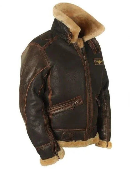 Men's Classic Leather Flight Bomber Jacket