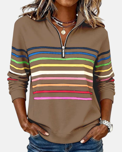 Colorful Striped Zip Up Hoodie