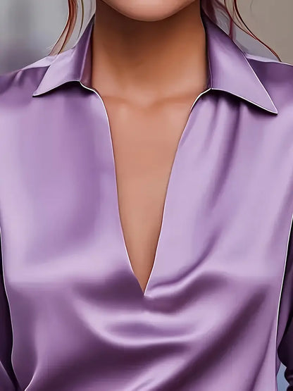 Luxury Deep V Neck Women's Blouse