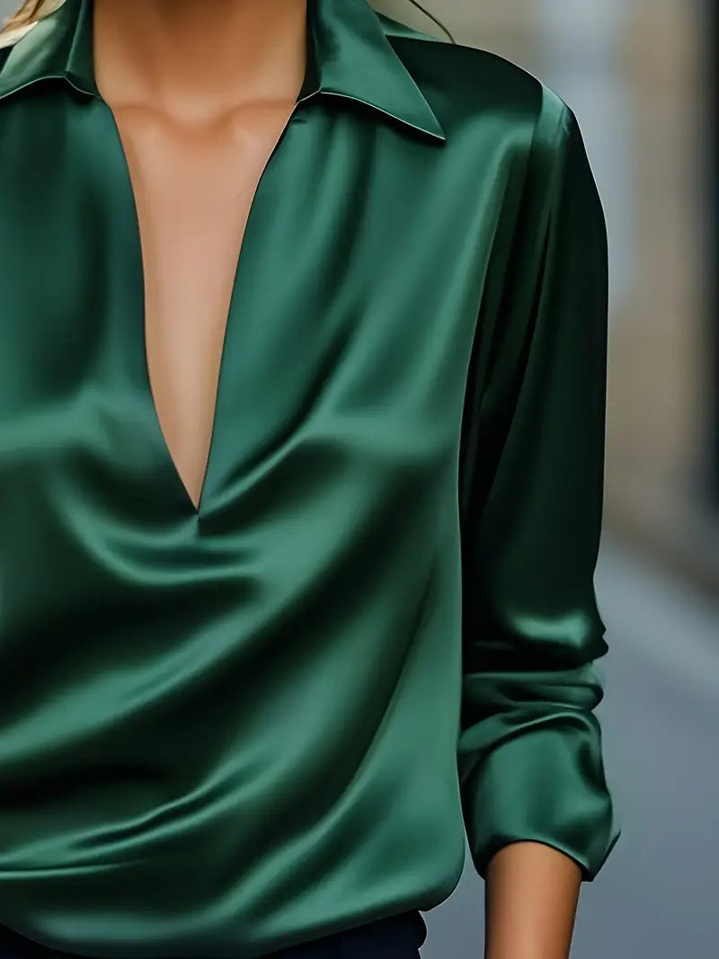 Luxury Deep V Neck Women's Blouse