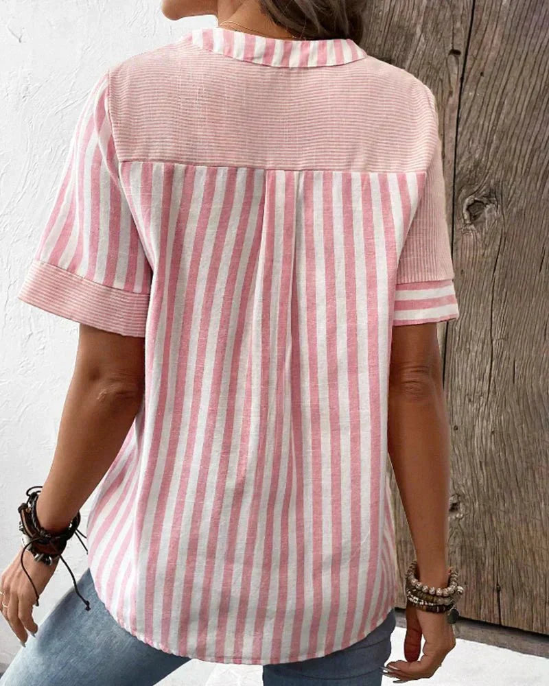 Comfortable White Horizontal Stripe Top
