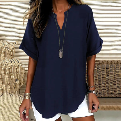 Comfortable V-Neck Short Sleeve Women's Top