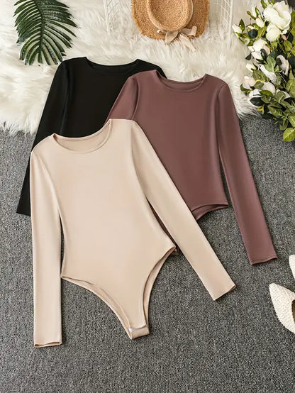 Comfy 3-Pack Long Sleeve Women's Bodysuits - Olytrend