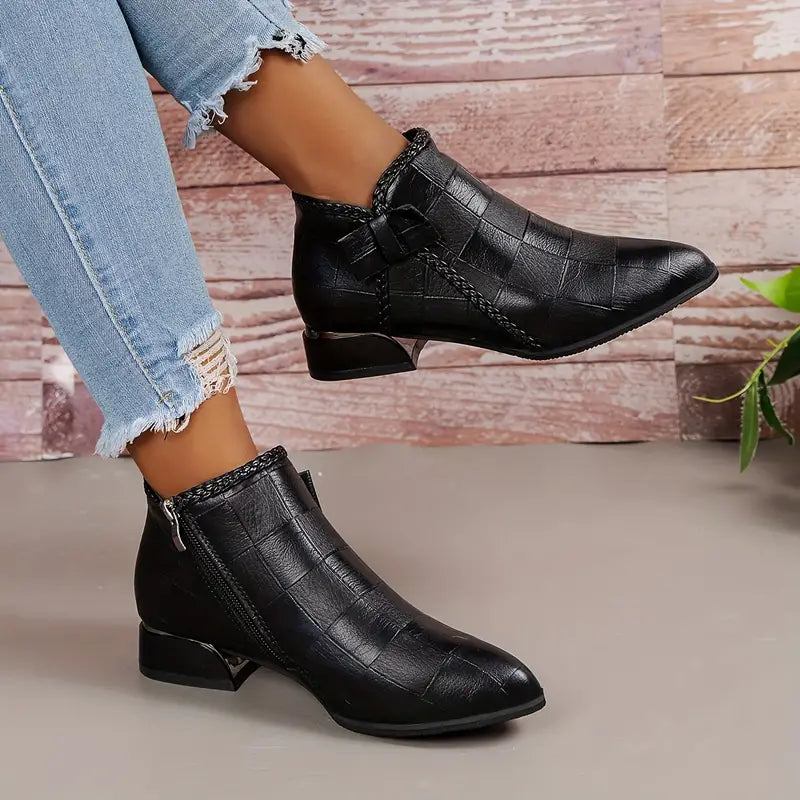 Ladies' Block Heel Zipper Ankle Boots