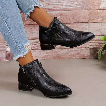 Ladies' Block Heel Zipper Ankle Boots