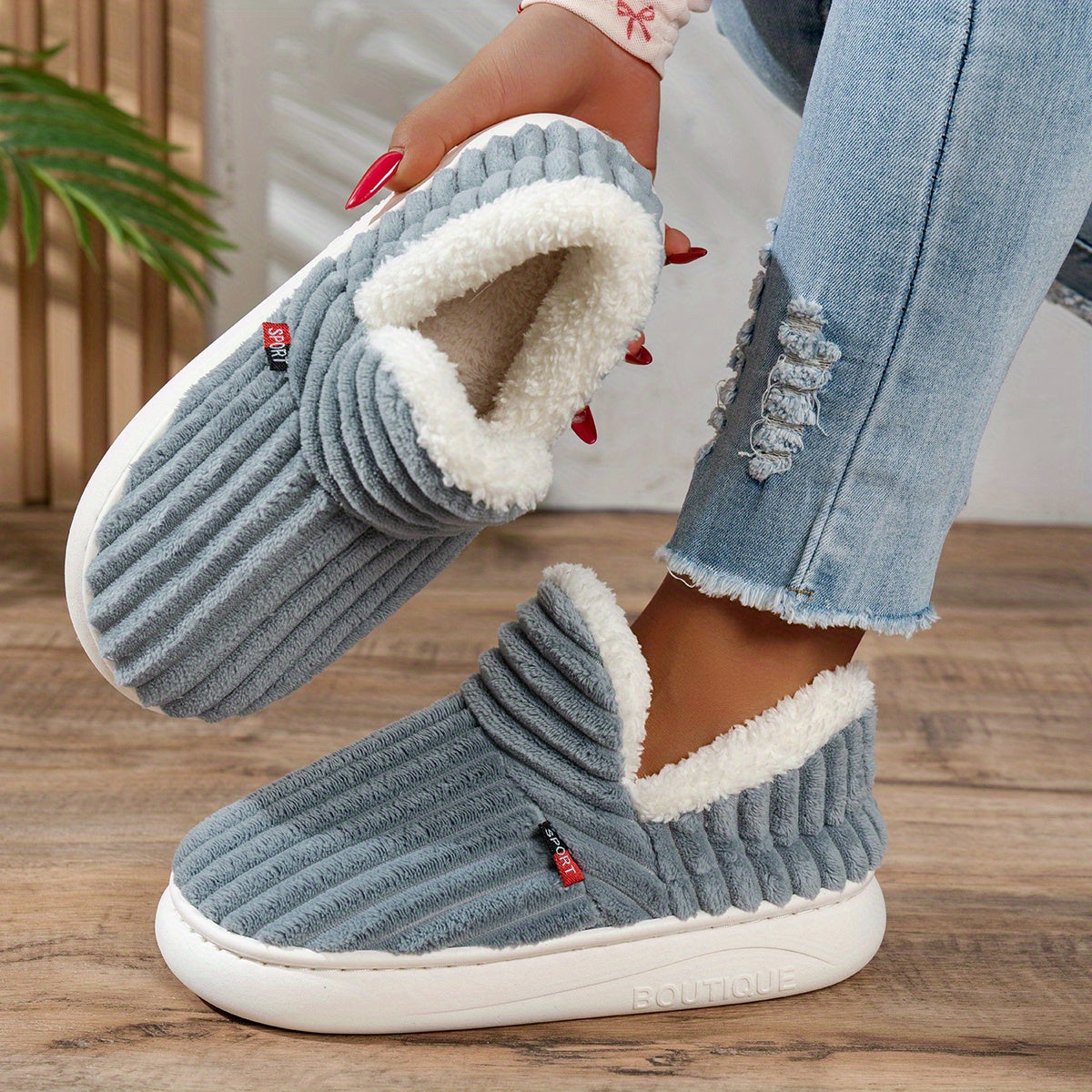 Warm Cozy Women's Slipper Shoes with Grip Soles