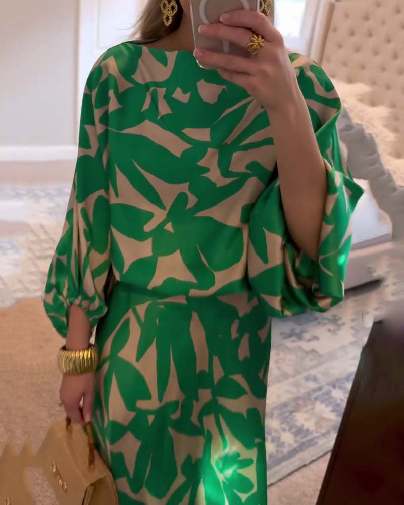 Casual 2-Piece Floral Blouse Set