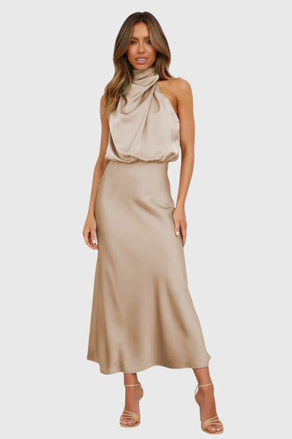 Elegant Satin Neckline Evening Dress