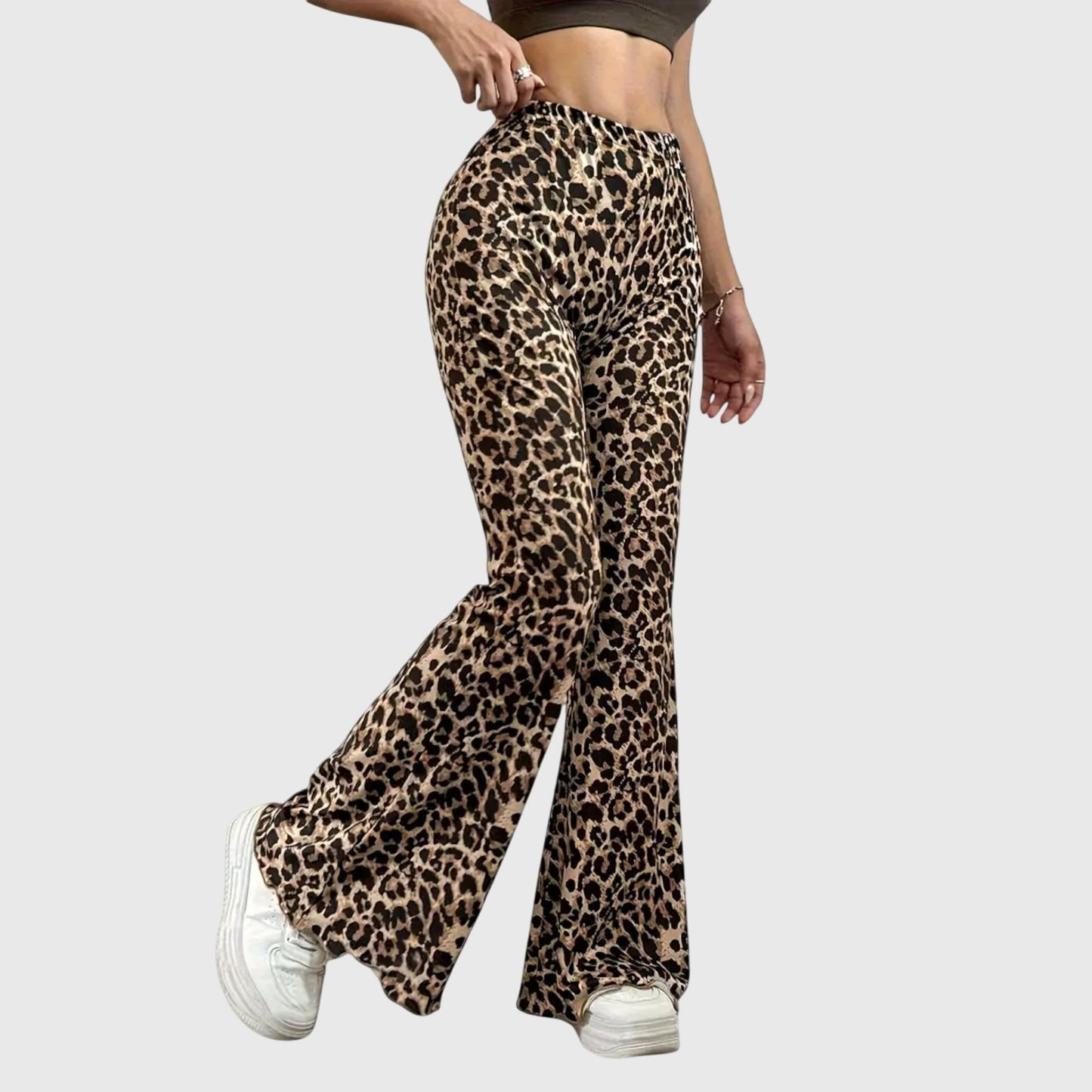 Fashionable Animal Print Wide Leg Pants
