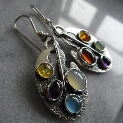 Colorful Gemstone Drop Earrings - Pexav
