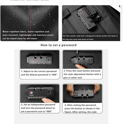 Waterproof Security Travel Bag with Lock & Wet Pocket