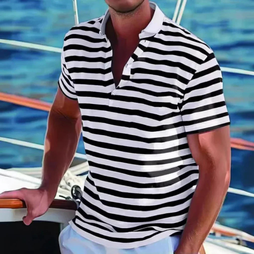 Classic Casual Striped Polo Shirt for Men