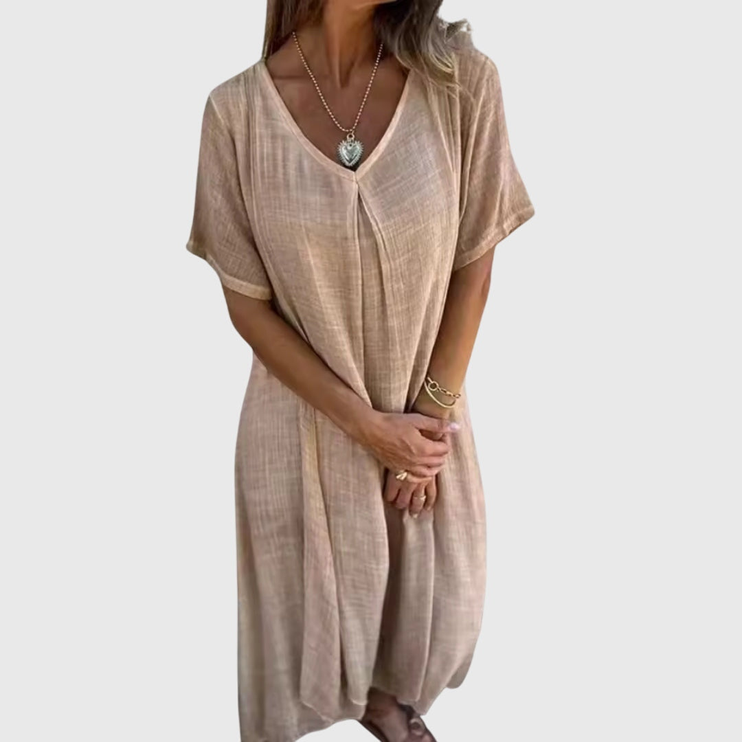 Chic Slim Fit V Neck Summer Dress - Olytrend