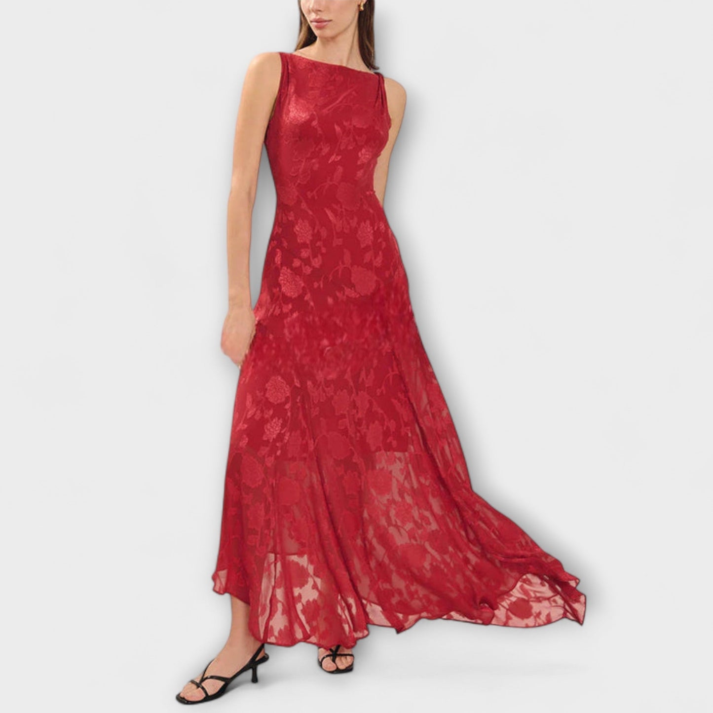 Elegant Open Back Floral Maxi Dress for Women