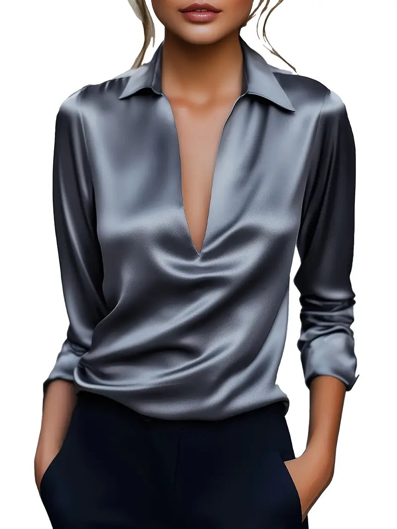 Luxury Deep V Neck Women's Blouse