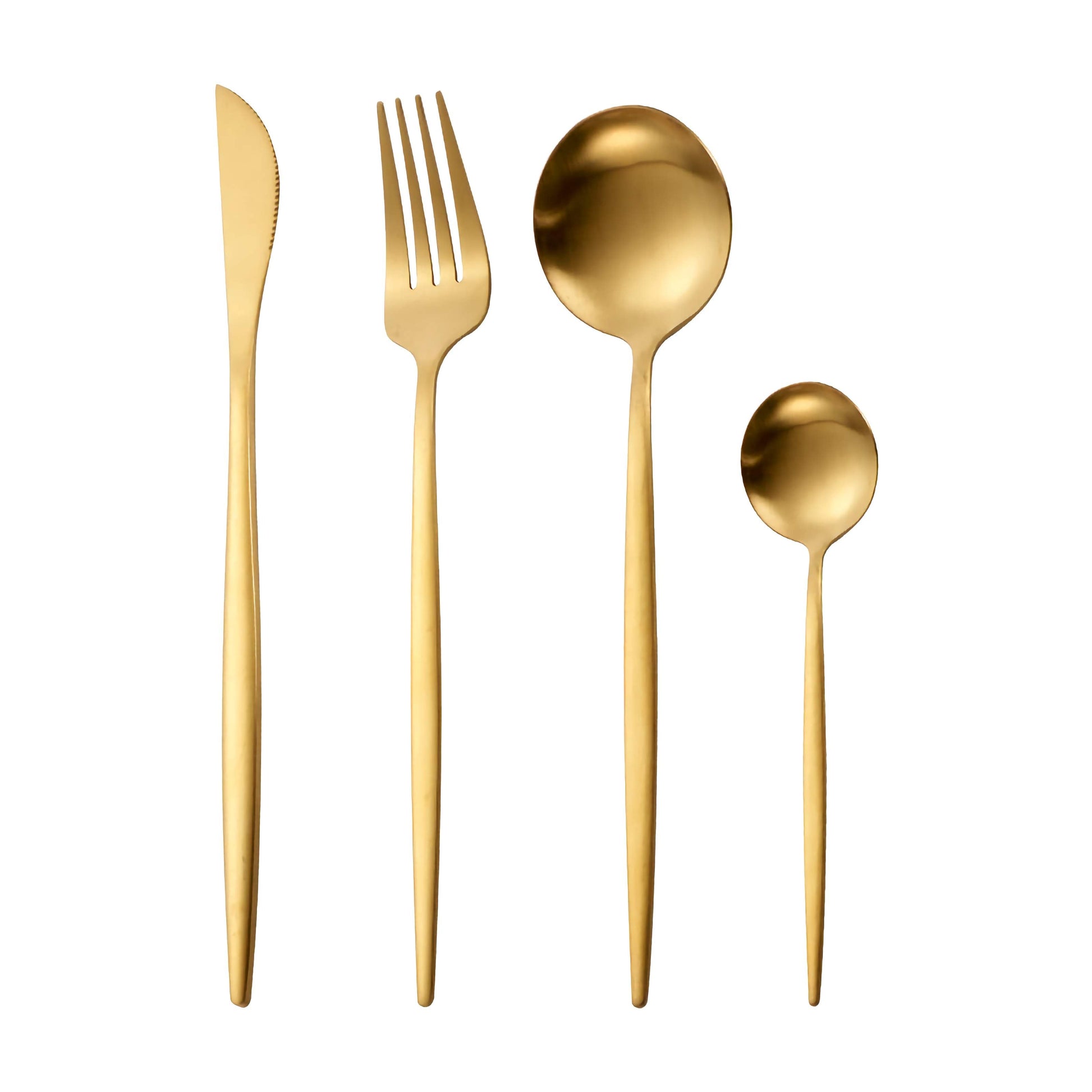 Minimalist Matte Gold Flatware Set