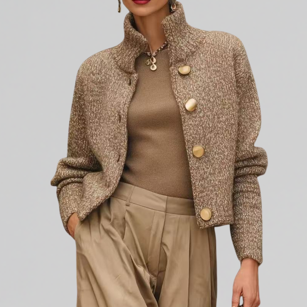 Fitted Ladies Short Button Jacket - Olytrend
