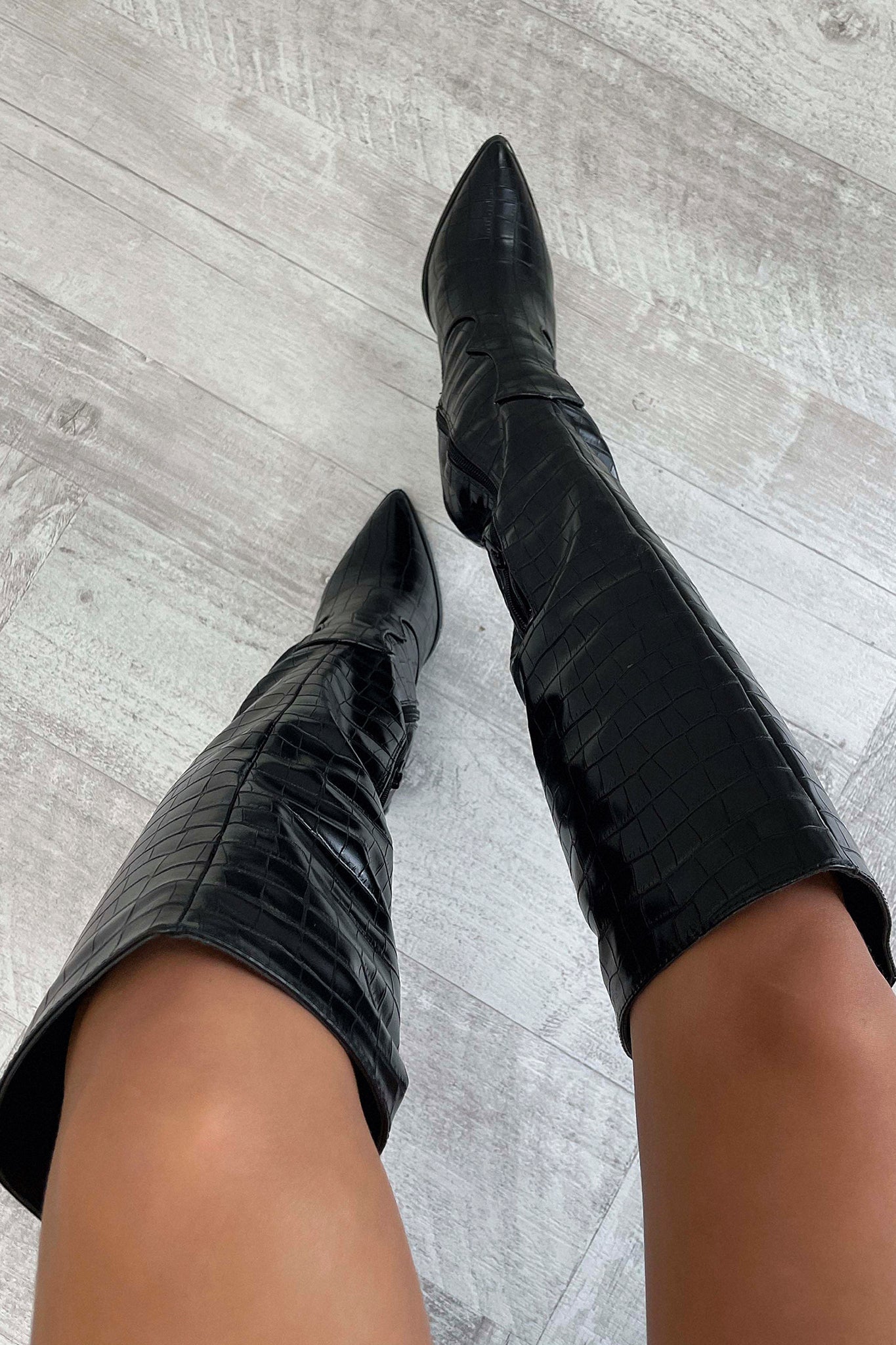 Classic Black Leather Tall Boots