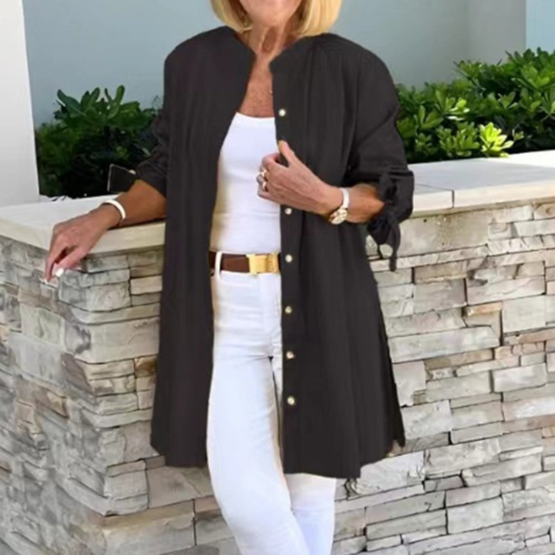 Comfortable Women's Long Sleeve Cotton Tunic Top
