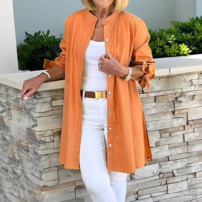 Comfortable Women's Long Sleeve Cotton Tunic Top