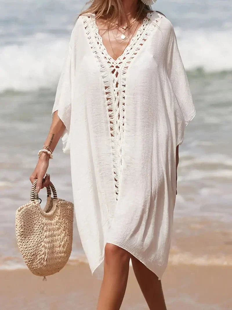 Summer Beach Cover Up Dressy V Neck Kimono - Nocini