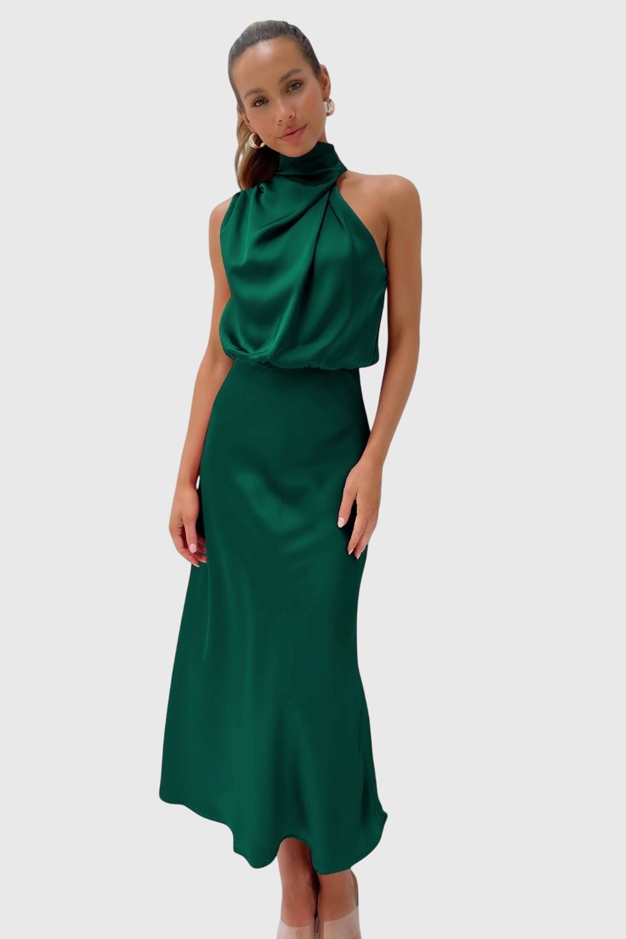 Elegant Satin Neckline Evening Dress