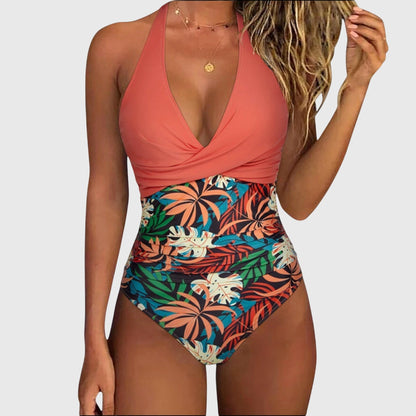 Classic V-Neck Women's Swimsuit for Poolside Style