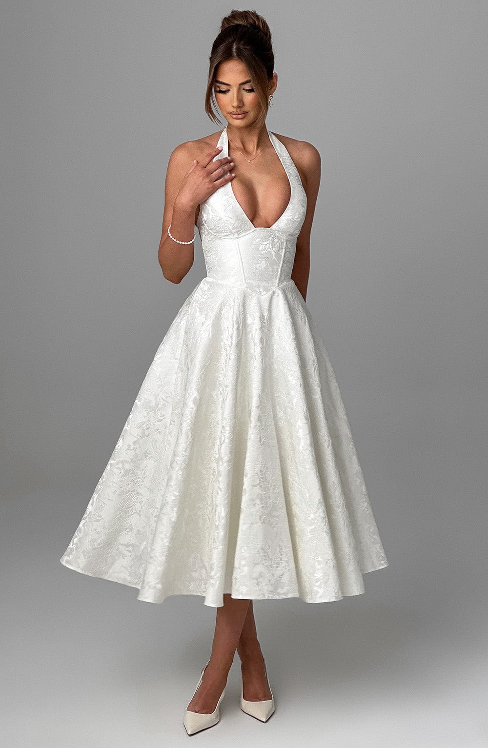 Elegant Midi Halter Neck Dress