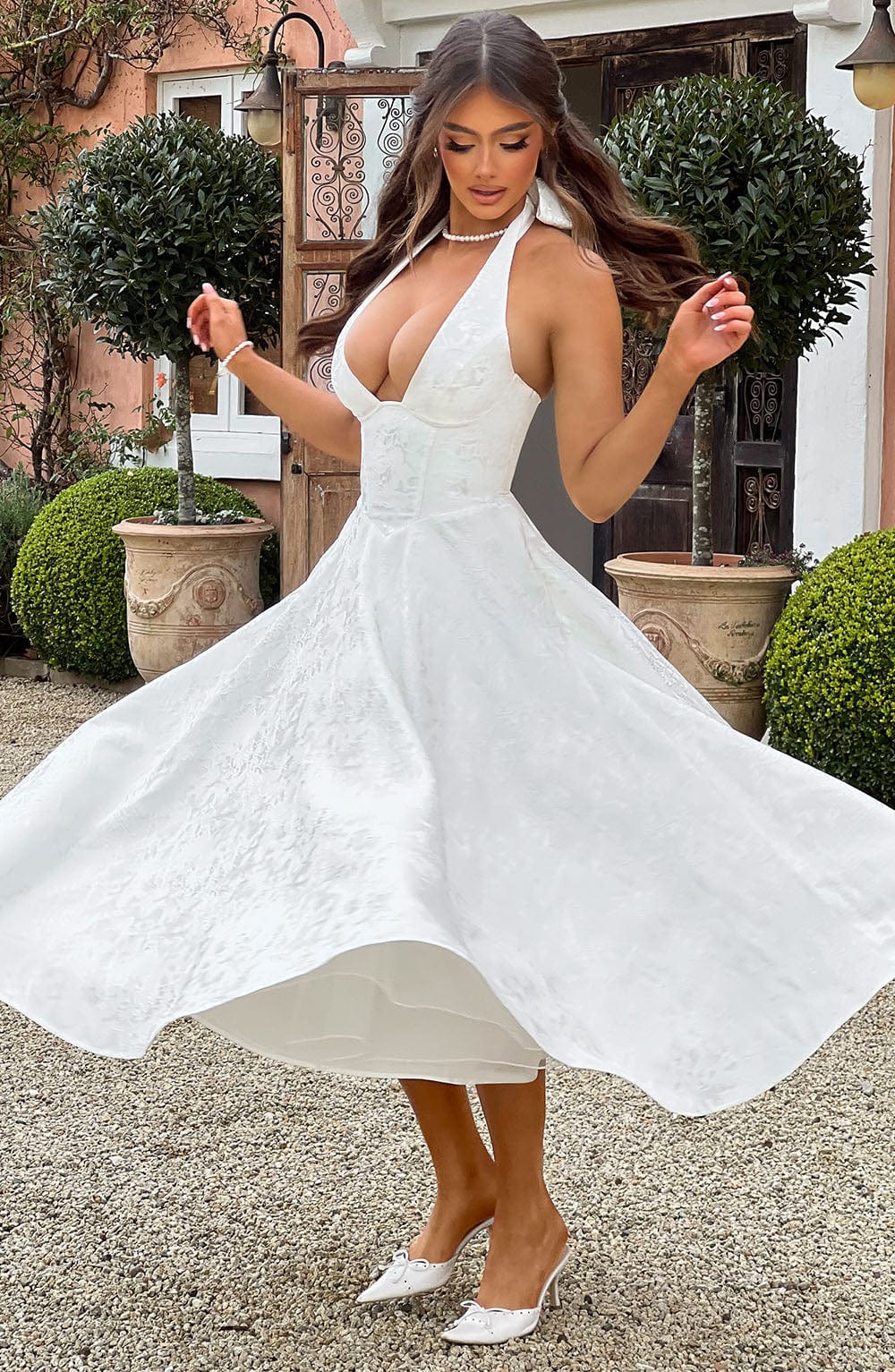 Elegant Midi Halter Neck Dress