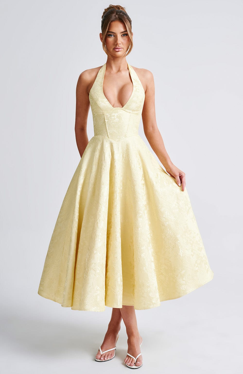 Elegant Midi Halter Neck Dress