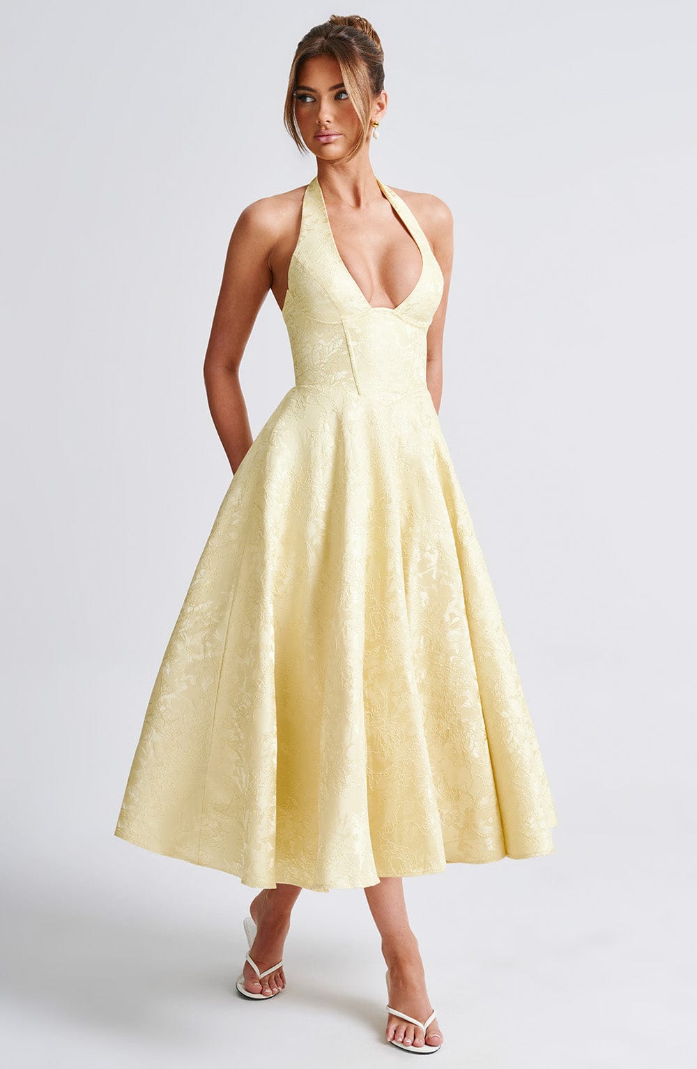 Elegant Midi Halter Neck Dress