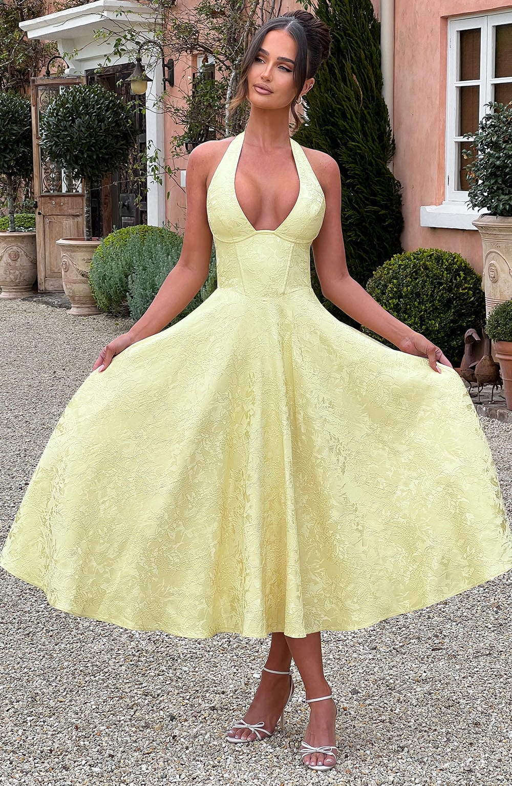 Elegant Midi Halter Neck Dress
