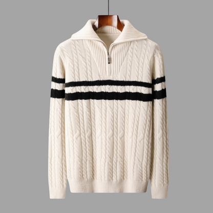 Warm Striped Crew Neck Men's Sweater