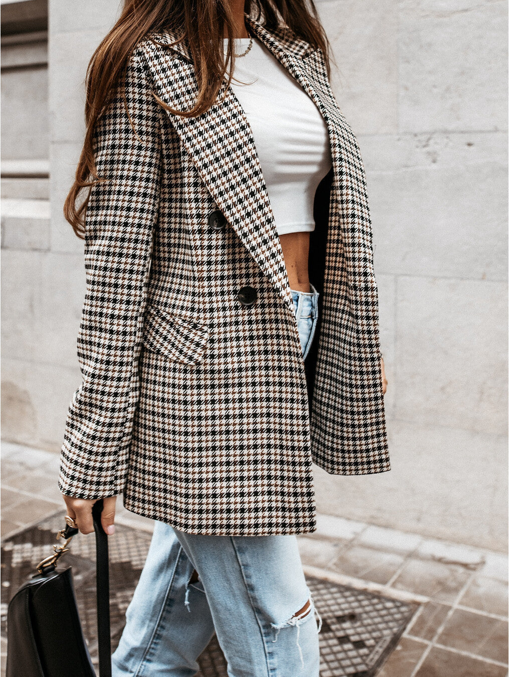 Classic Plaid Jacket For Ladies