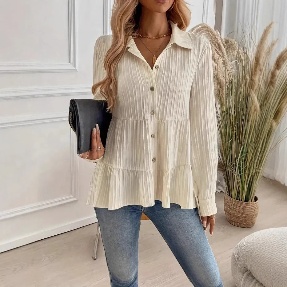 Ladies Floral Ruffled Long Sleeve Top - Olytrend