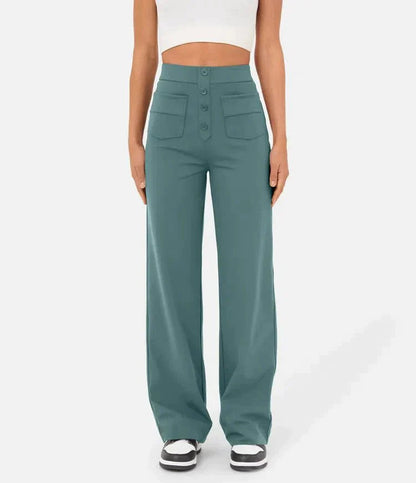 Elastic High Waist Women's Trousers - Isabeau-Green-S-The Livary