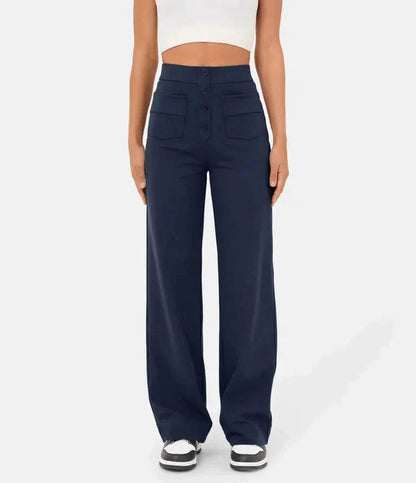 Elastic High Waist Women's Trousers - Isabeau-Green-S-The Livary