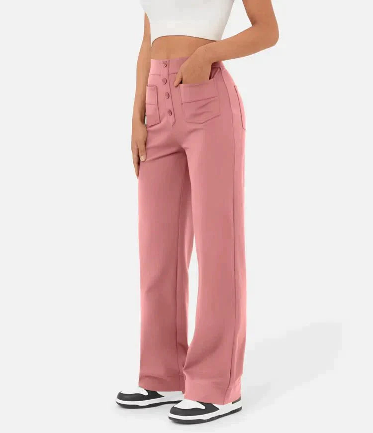Elastic High Waist Women's Trousers - Isabeau-Green-S-The Livary