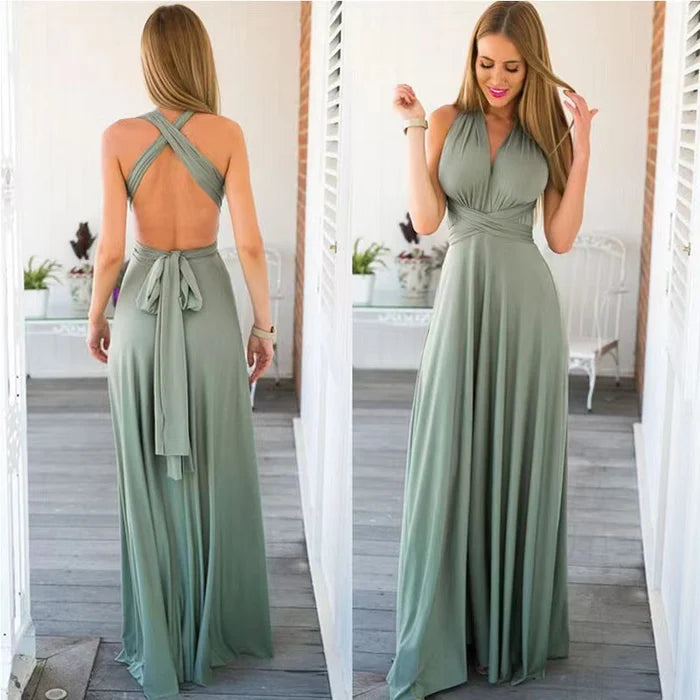 Elastic Wrap Dress - Isla-Grey-green-S-Nora Luxe