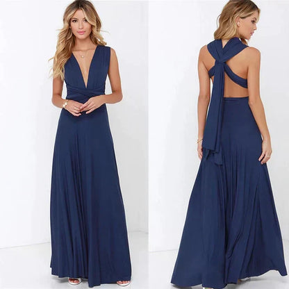 Elastic Wrap Dress - Isla-Marine blue-S-Nora Luxe