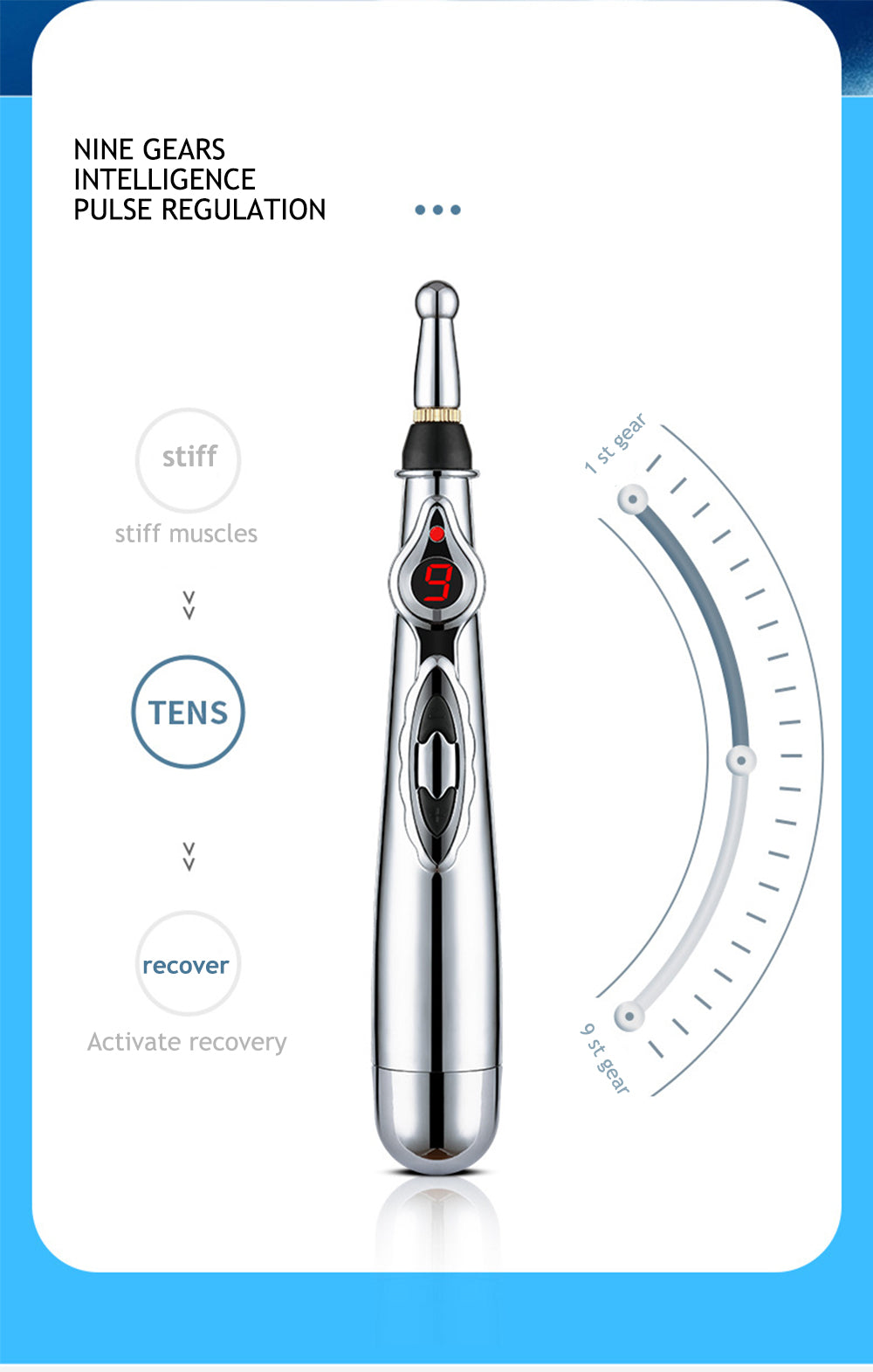 ELECTRONIC ACUPUNCTURE PEN - MERIDIAN ENERGY MASSAGE PEN FOR PAIN RELIEF-2 Heads-Nora Luxe